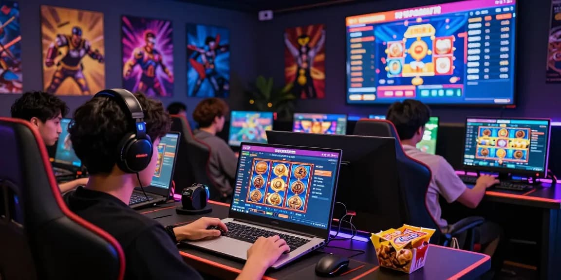 Engaging gaming scene with players at situs pajaktoto enjoying thrilling online gambling experience.