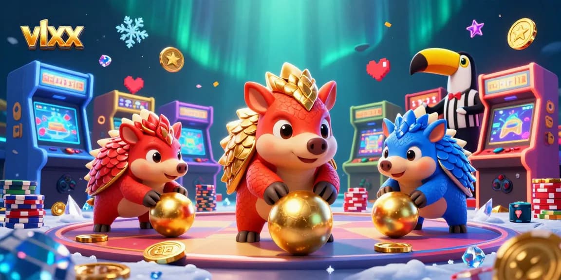 Engage in the vibrant world of vlxx with dynamic pangolins, poker chips, and 3D arcade elements.