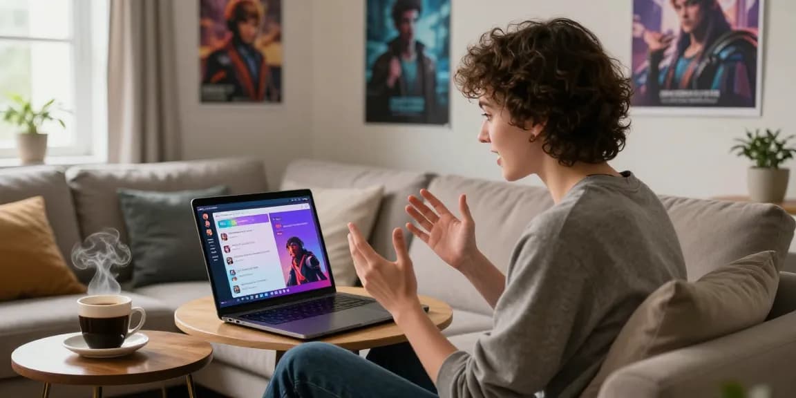 Engaging character AI NSFW chat on laptop with vibrant digital interaction.