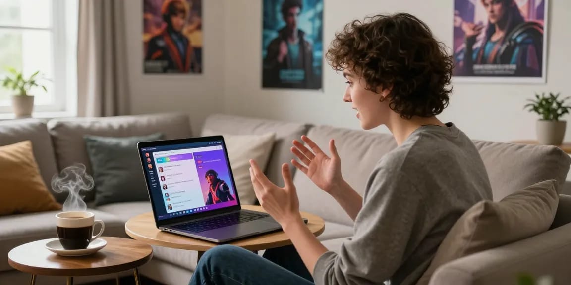 Engaging character AI NSFW chat on laptop with vibrant digital interaction.