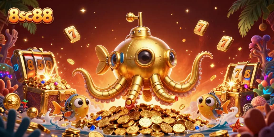 Experience thrilling slot adventures and winnings at 8sc88 with a vibrant underwater casino scene.