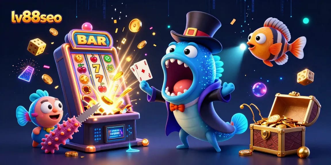 Watch the bioluminescent gulper eel perform magic tricks in a vibrant lv88seo casino scene.