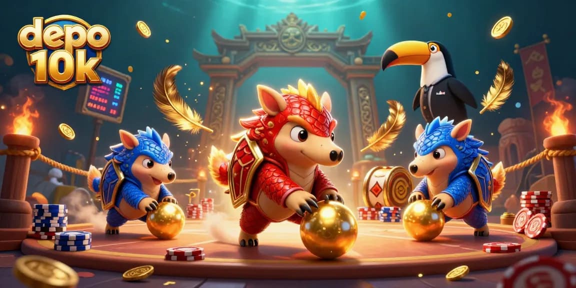 Experience thrilling gameplay in depo 10k with lively pangolins and vibrant casino elements.