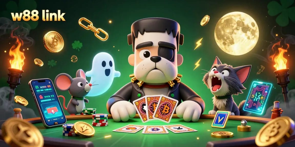 Experience thrilling gameplay with the W88 link, featuring vibrant casino elements and engaging characters.