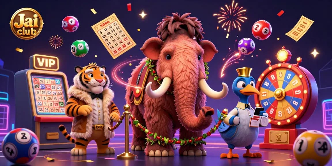 Join the excitement at Jai club with thrilling lottery games and dynamic rewards in this engaging 3D illustration.