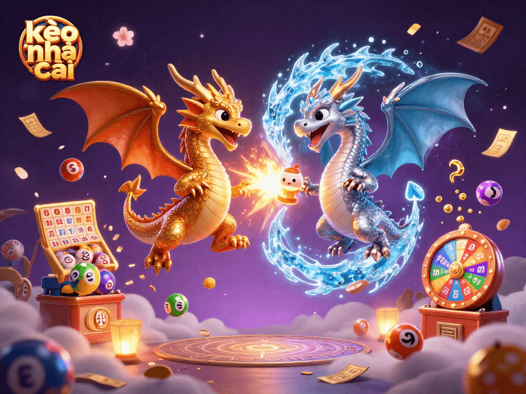 Engage with kèo nhà cái through vibrant illustrations of dragons representing fire and ice.