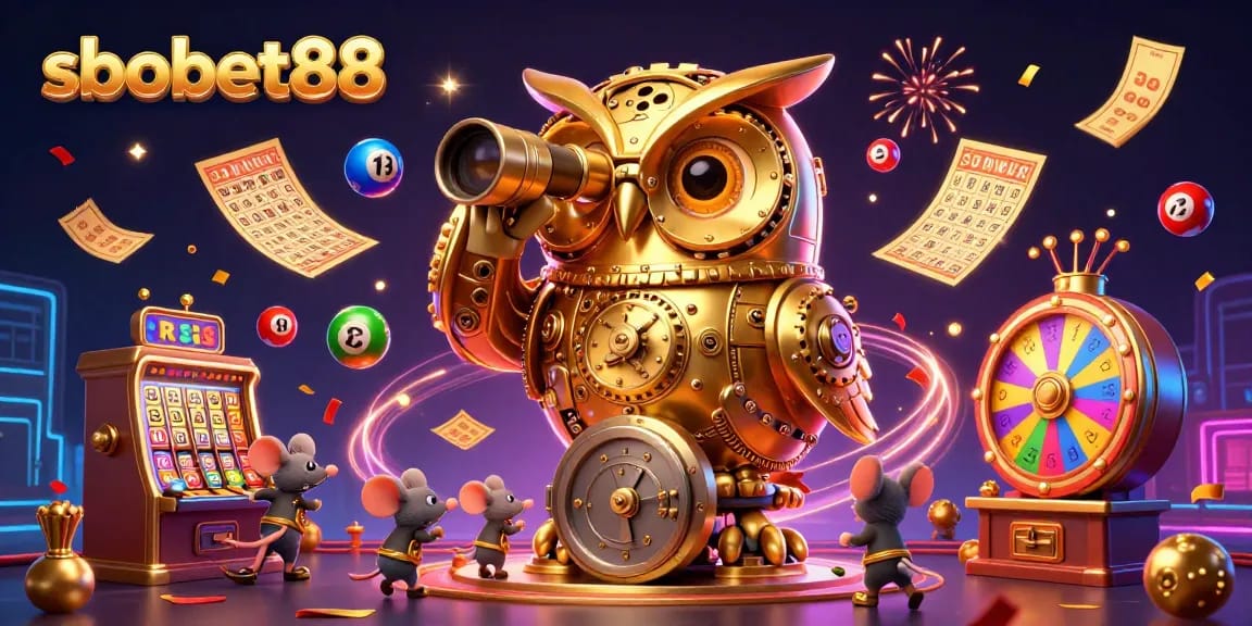 Experience sbobet88 with a vibrant 3D casino illustration showcasing dynamic elements and engaging characters.