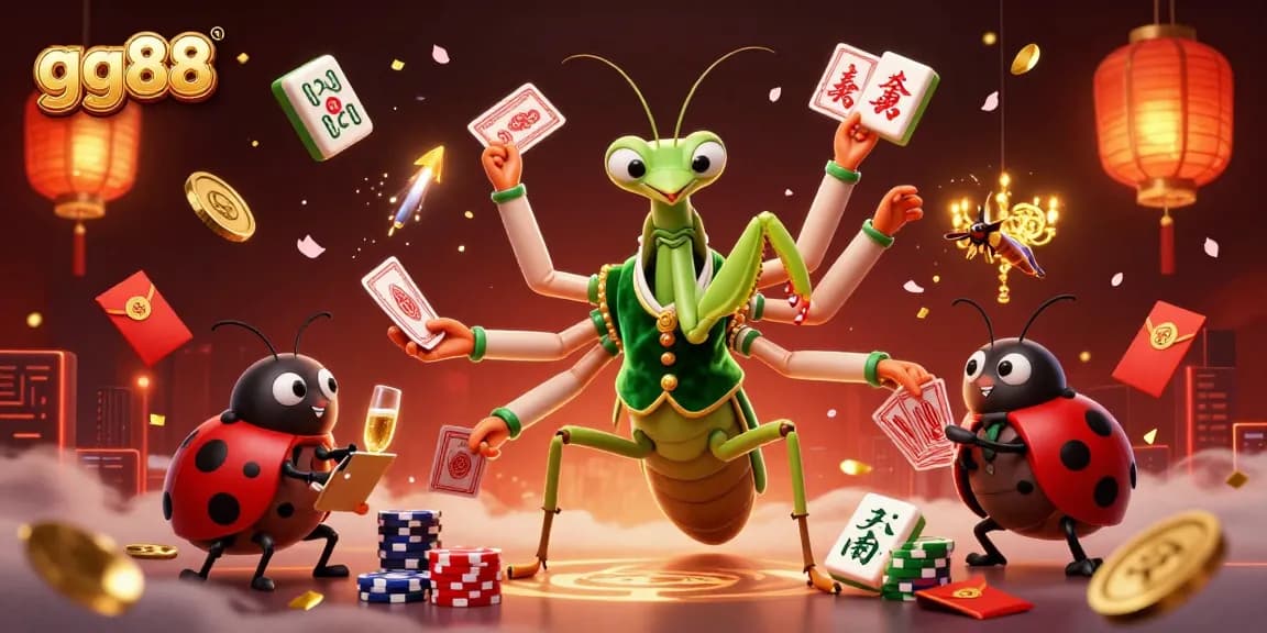Experience exhilarating action at gg88 with giant mantis dealer and vibrant game elements.