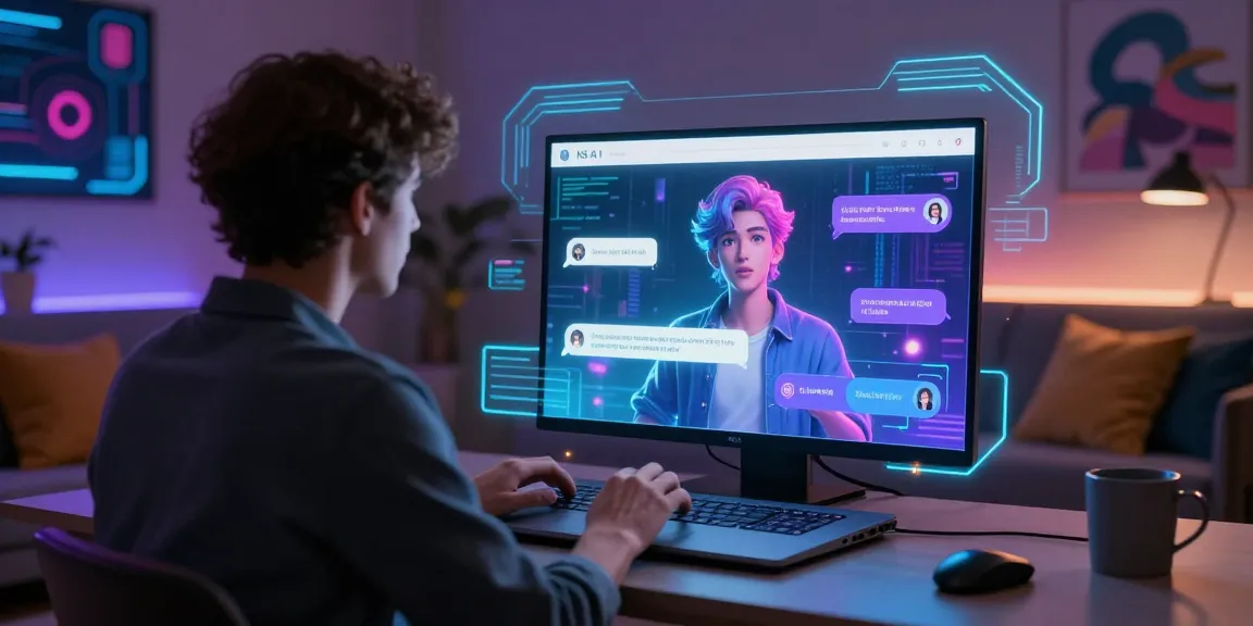 Interactive scene of a user engaging with an NSFW AI chat platform, showcasing AI character customization.