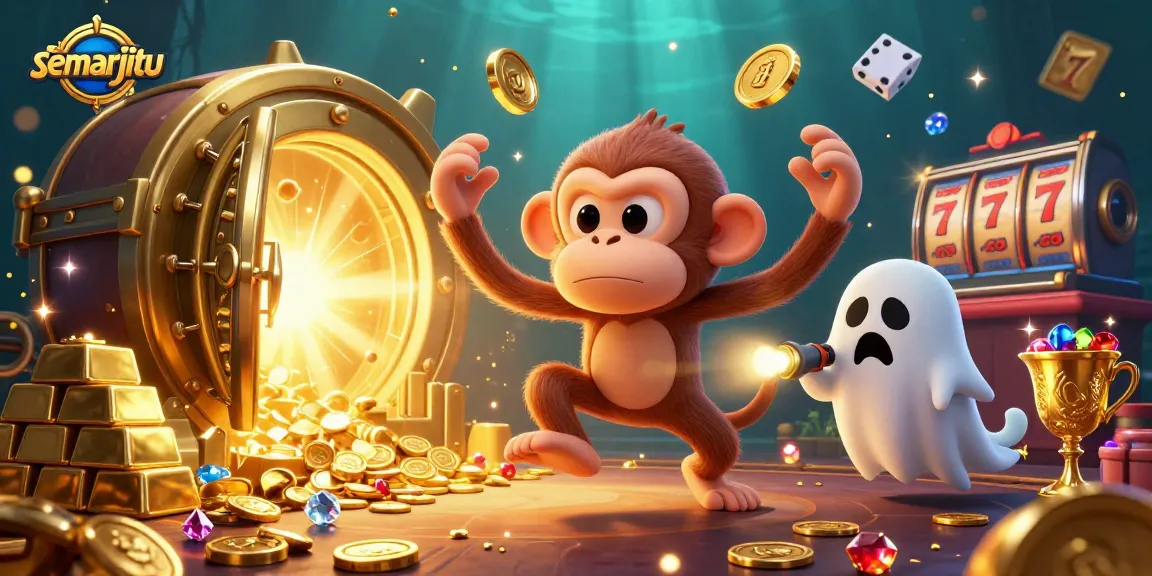 Semarjitu menghadirkan suasana menegangkan dalam kasino dengan karakter lucu dan elemen slot yang berkilauan.