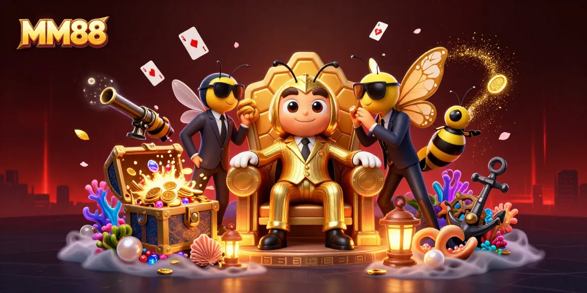 Experience thrilling MM88 action with a bumblebee mob boss, wasp bodyguards, and butterfly informant in a vibrant casino-themed scene.