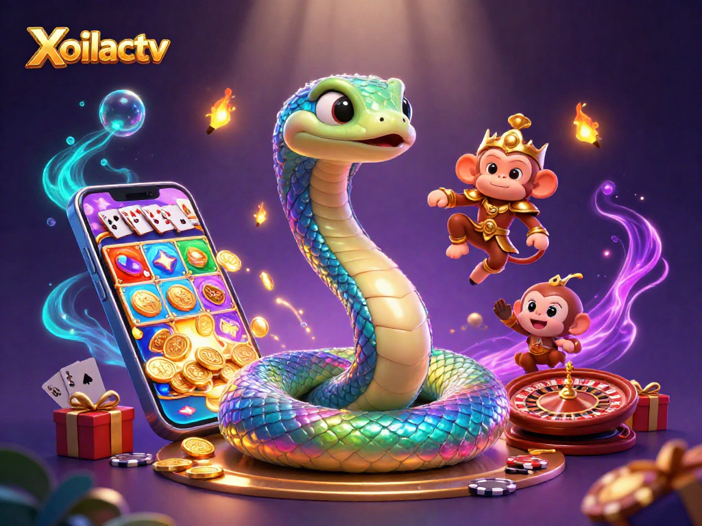 Xoilactv features an enchanting 3D casino scene with vibrant characters and dynamic gaming elements.