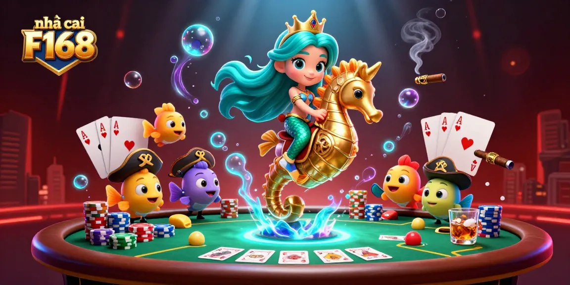 Experience thrilling gameplay at nhà cái F168, featuring colorful poker elements in an energetic casino scene.