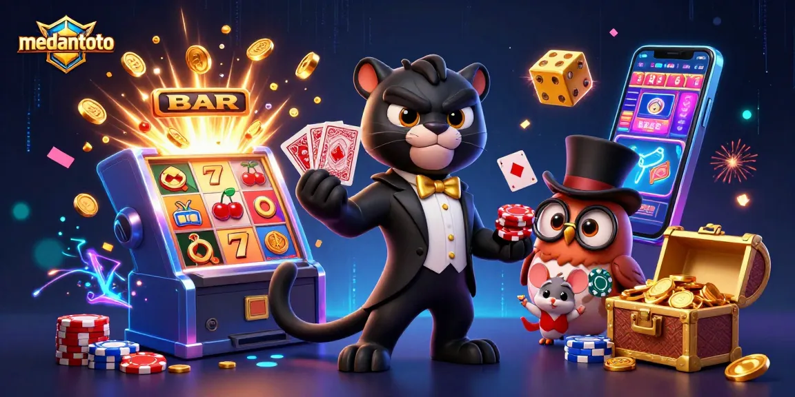 Medantoto menawarkan pengalaman judi yang menarik dengan slot machine dan karakter 3D unik.