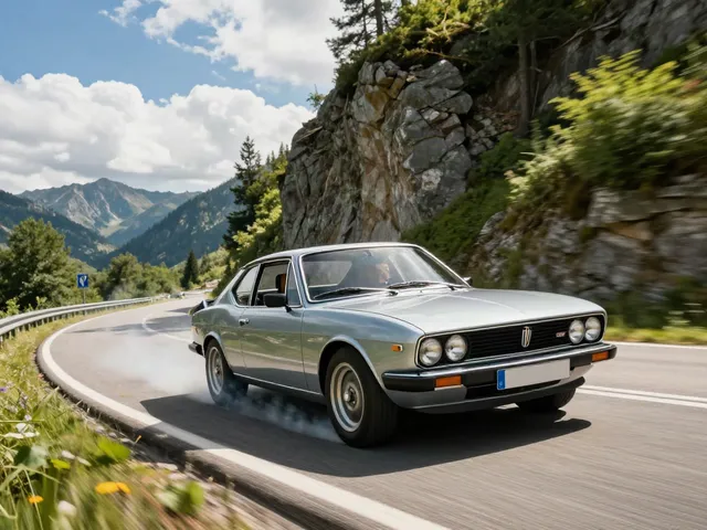 A80 platform car in high-speed action on a mountain road