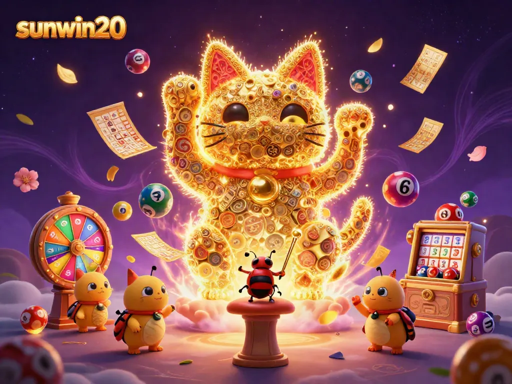 Engage with sunwin20 and experience an explosion of vibrant lottery symbols and dynamic casino elements.