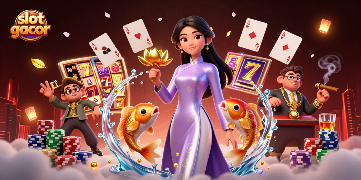 Experience the thrill of slot gacor with vibrant illustrations of jackpot reels and playful elements.