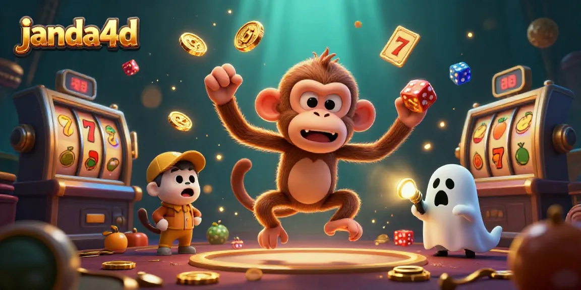 Permainan slot janda4d dengan hantu dan anjing pemburu dalam ilustrasi 3D menghibur.