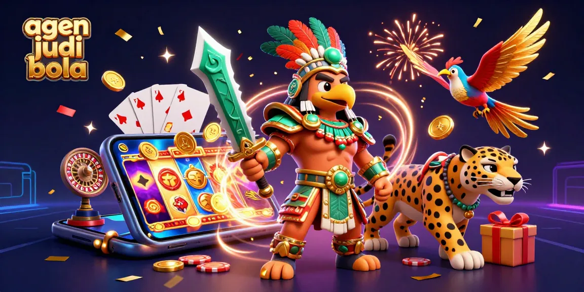 Place winning bets using agen judi bola with this colorful, dynamic casino illustration.