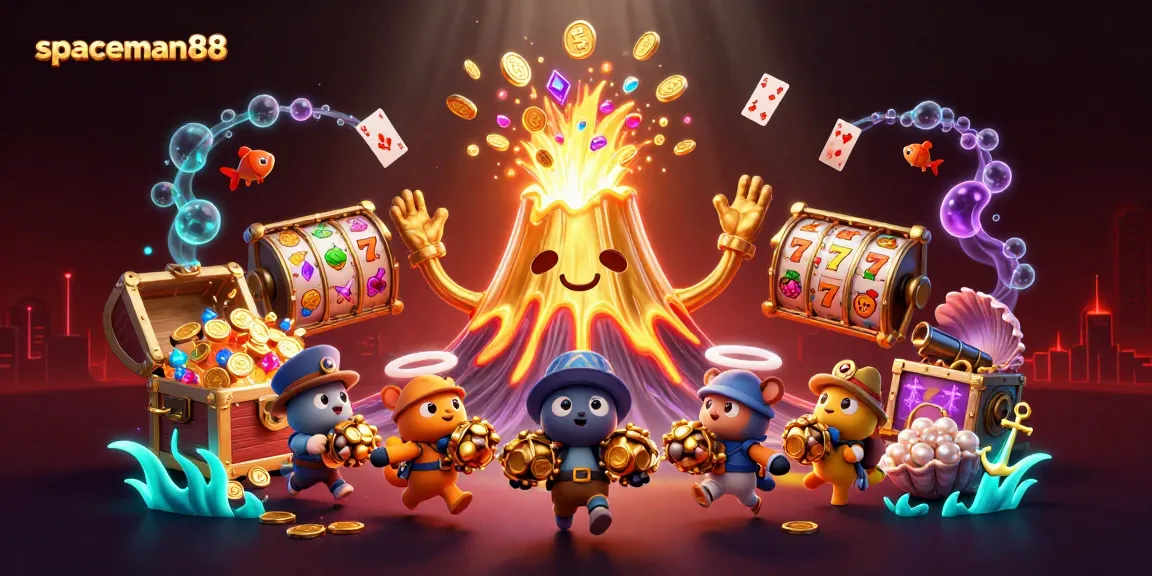 Experience thrilling wins with spaceman88 featuring a volcano erupting treasures and exciting slots.