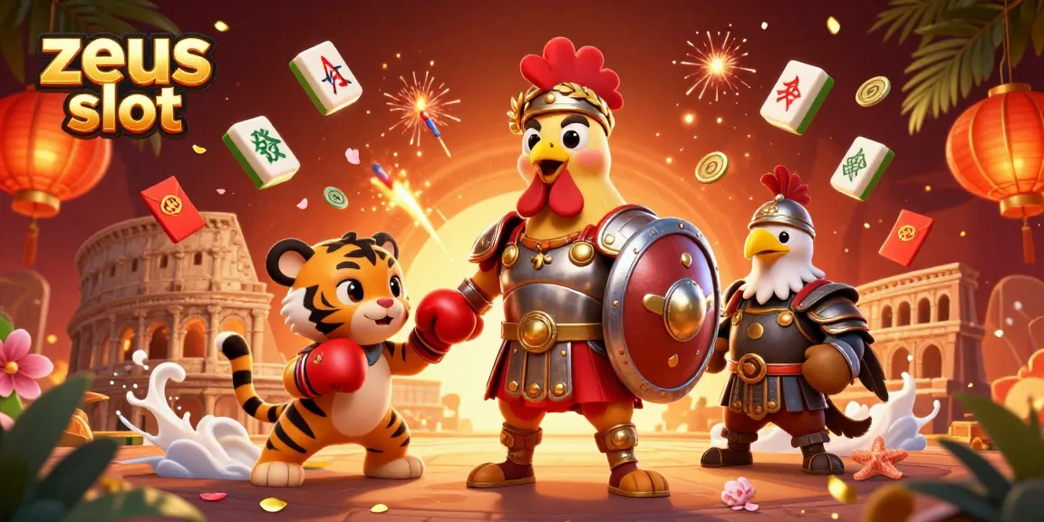 Experience the excitement of zeus slot with a thrilling 3D scene featuring vibrant characters and dynamic gambling elements.
