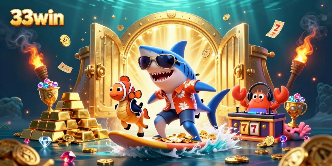 Catch the excitement at 33win with vibrant casino-inspired characters and treasures.