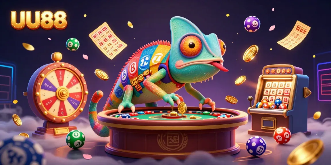 Experience the dynamic excitement of UU88 with colorful lottery balls and casino elements in action.