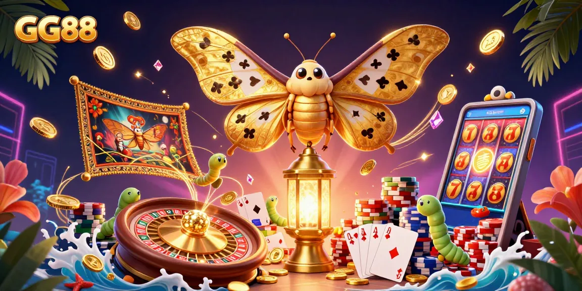 Experience GG88's vibrant gaming action with dynamic symbols and golden accents.