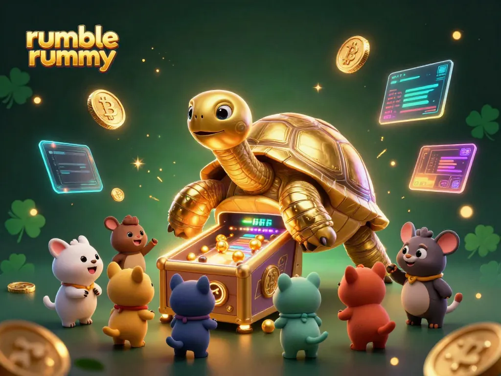 Experience the excitement of rumble rummy with a lively illustration showcasing vibrant casino elements.