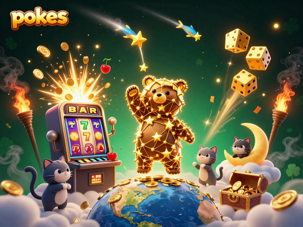 Experience thrilling pokies with exciting jackpots amidst a magical 3D scene.