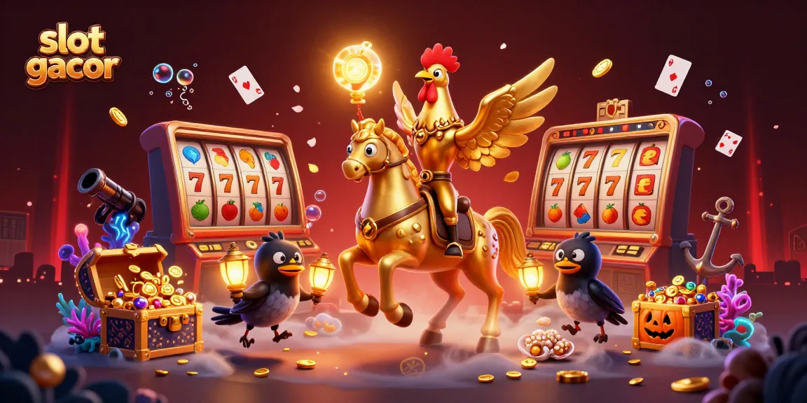 Menghadirkan slot gacor dalam ilustrasi 3D kartun dengan karakter unik di kasino malam.
