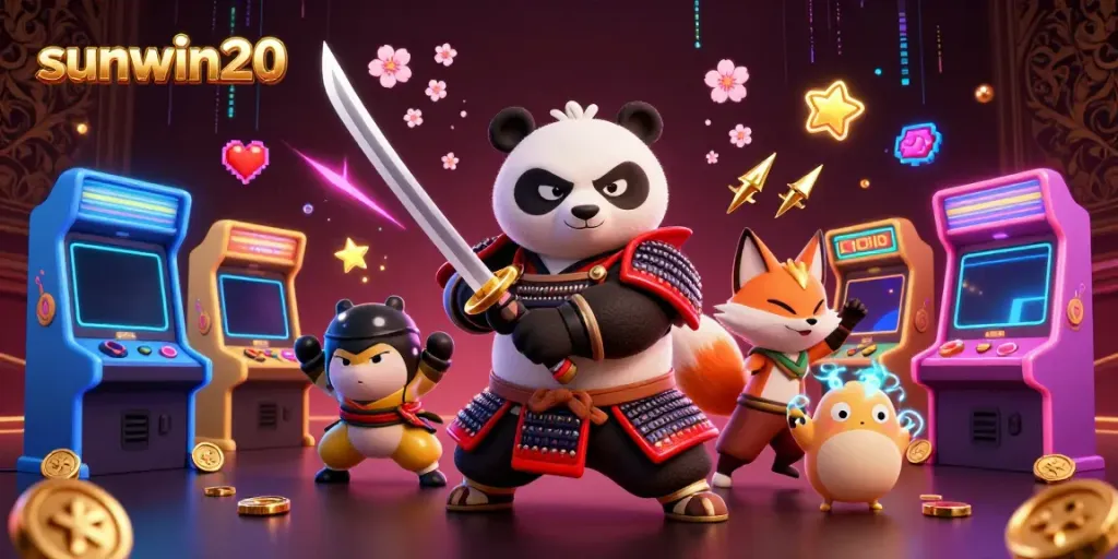 Experience thrilling gameplay with sunwin20 in a vibrant 3D casino scene featuring dynamic characters and game elements.