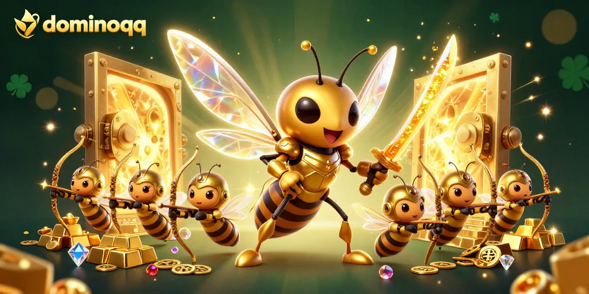 Join the action in dominoqq as a golden hornet warrior and loyal bee archers defend the treasure.
