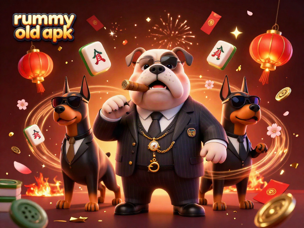 Menampilkan rummy old apk di latar belakang yang penuh dengan elemen permainan kartu dan cahaya yang menakjubkan.