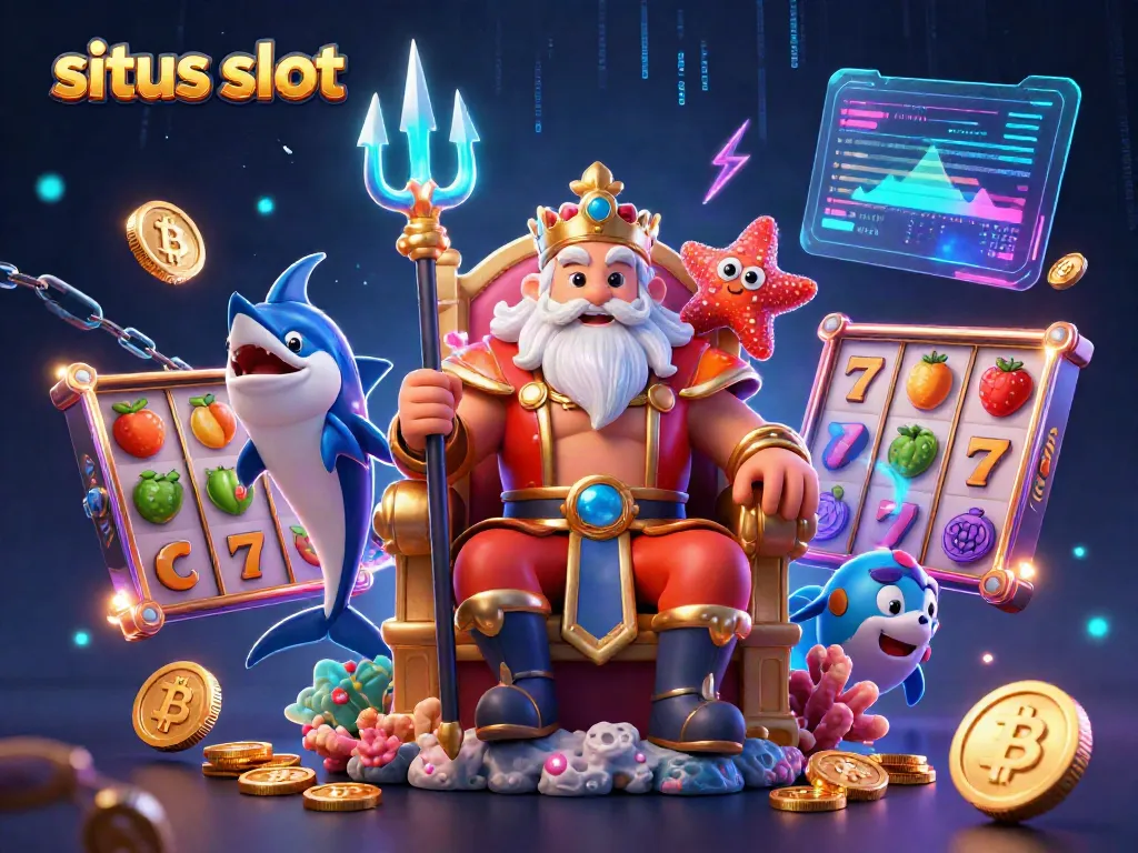 Menangkan permainan di situs slot dengan slot reels, jackpot, dan simbol keberuntungan di dalam ilustrasi.