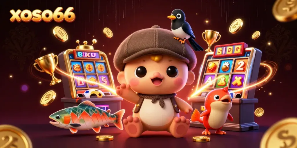 Experience thrilling excitement at xoso66 with colorful slots and charming Nessie surrounded by treasures.