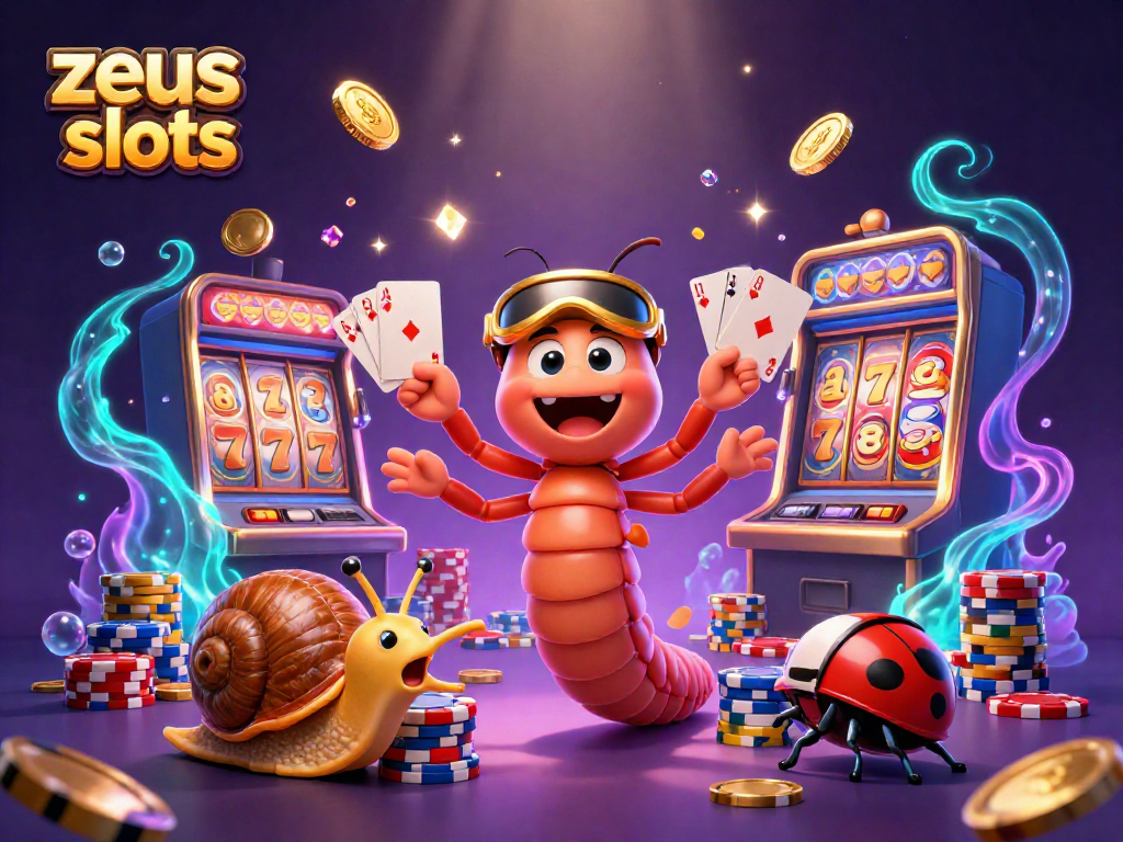 Experience zeus slots with vibrant gameplay actions and colorful characters in a dynamic casino illustration.
