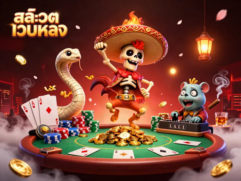 Experience the vibrant excitement of สล็อตเว็บตรง with a mariachi rooster celebrating on golden coins.