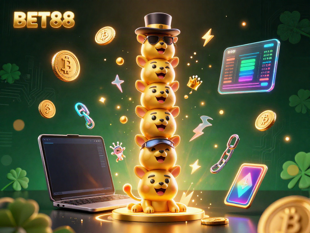 Experience captivating gambling visuals with the BET88 game scene featuring animated totems and vibrant casino elements.