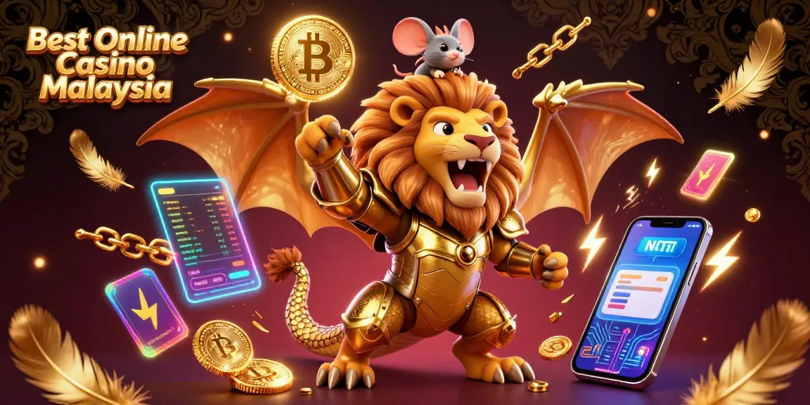 Experience the thrill of the Best Online Casino Malaysia with this vibrant 3D illustration featuring golden armor and crypto elements.
