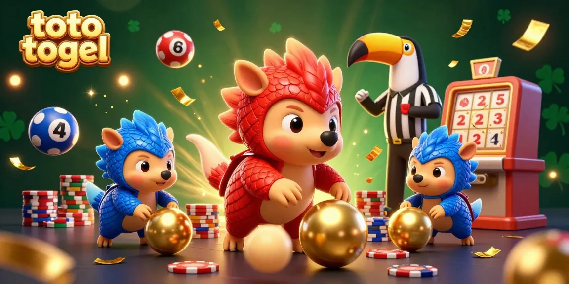 Engaging scene of toto togel with rivals in colorful armor bowling through poker chips, energizing lottery elements, and dynamic action.