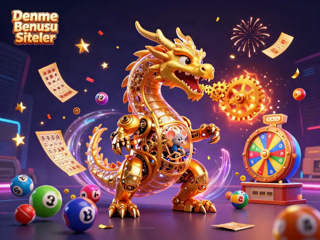 Engage with Deneme Bonusu Veren Siteler through a vibrant 3D illustration showcasing casino excitement and bonuses.