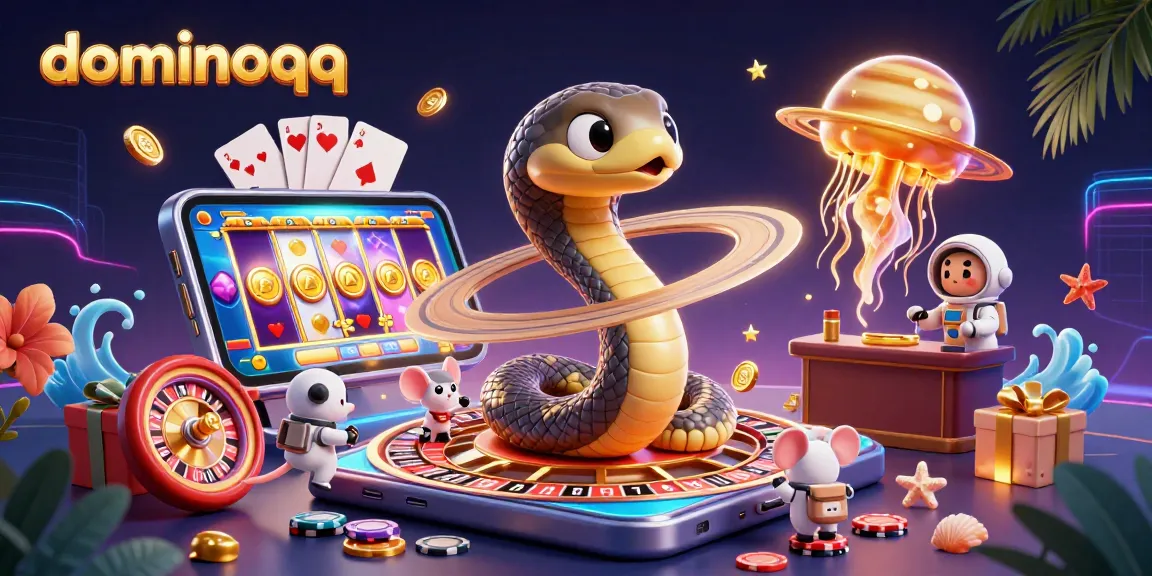 Engage in dominoqq action as mouse astronauts place bets on a roulette wheel in a cosmic casino.