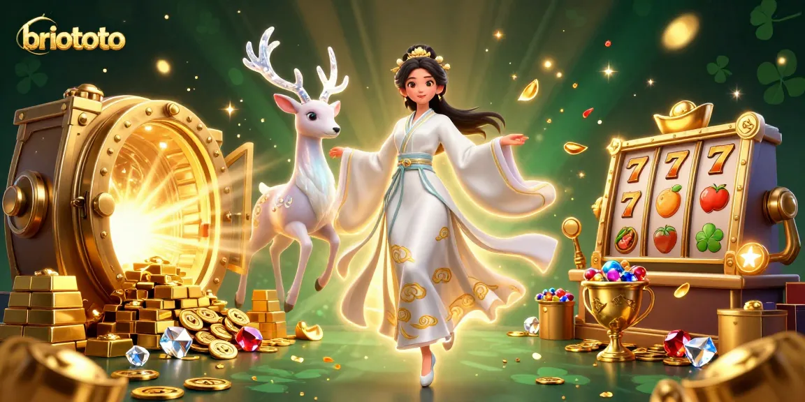 Briototo transforms gameplay with an immersive 3D casino scene showcasing exciting slot reels and treasures.