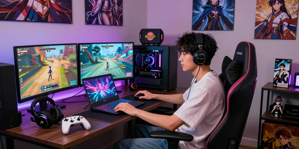 Engaging gaming scene featuring a player immersed in a hentai game.
