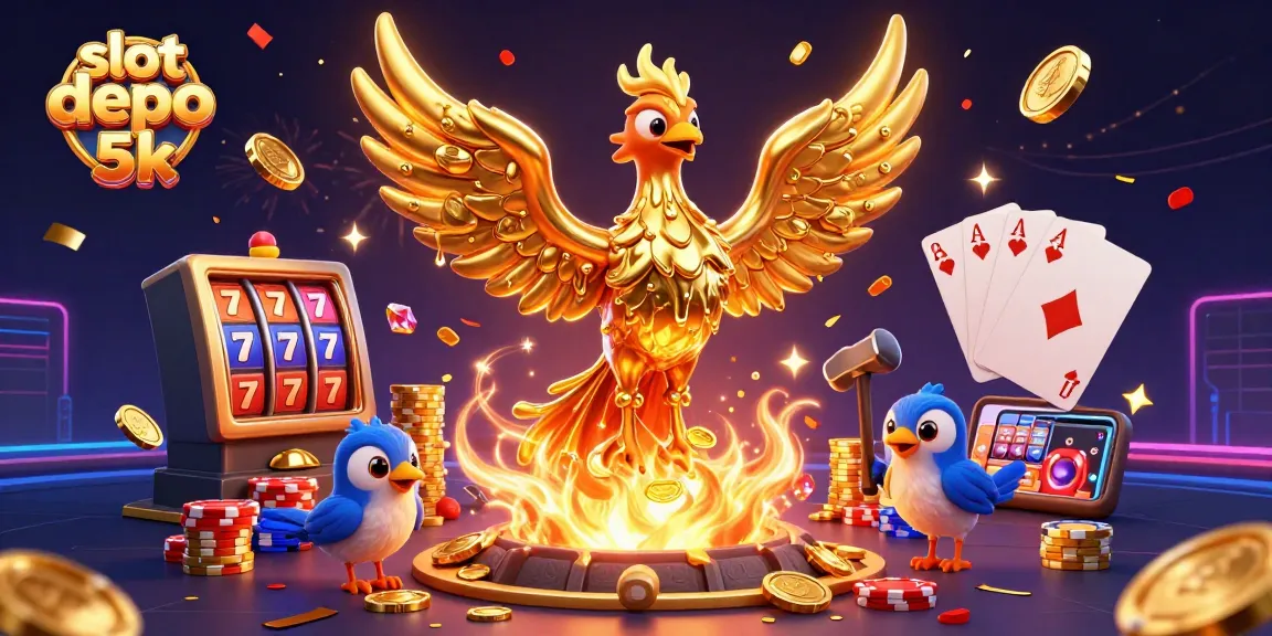 Experience thrilling gameplay at slot depo 5k with captivating golden phoenix illustration.