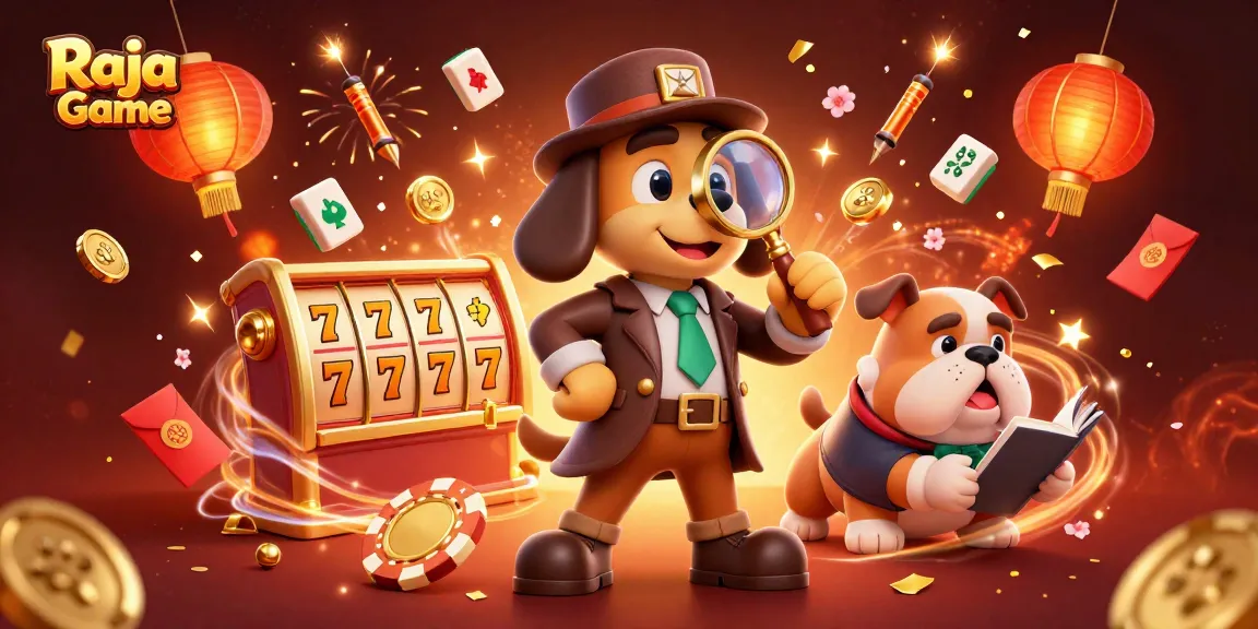 Engage with the exciting Raja Game platform showcasing a detective investigating a jackpot in a dynamic casino scene.