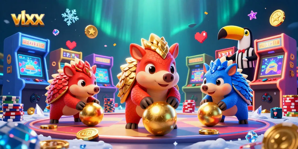 Engage in the vibrant world of vlxx with dynamic pangolins, poker chips, and 3D arcade elements.